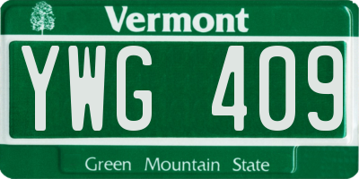 VT license plate YWG409