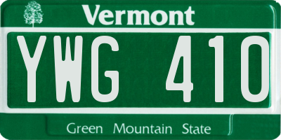 VT license plate YWG410
