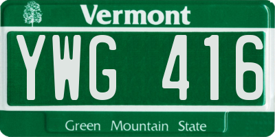 VT license plate YWG416
