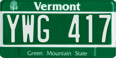 VT license plate YWG417