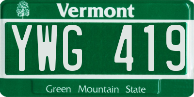 VT license plate YWG419