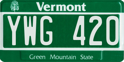 VT license plate YWG420