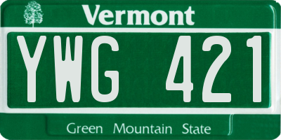 VT license plate YWG421