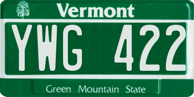 VT license plate YWG422