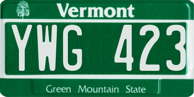 VT license plate YWG423