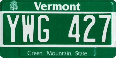 VT license plate YWG427