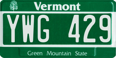VT license plate YWG429
