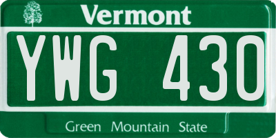 VT license plate YWG430