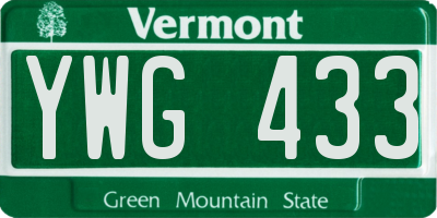 VT license plate YWG433