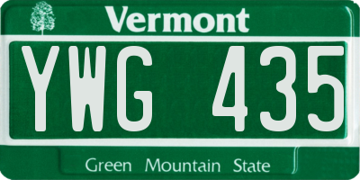 VT license plate YWG435