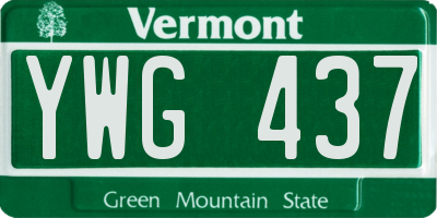 VT license plate YWG437