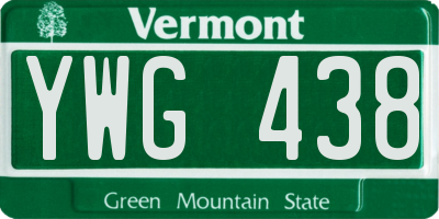 VT license plate YWG438