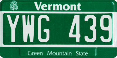 VT license plate YWG439