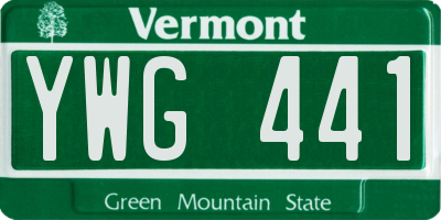 VT license plate YWG441