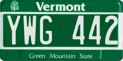 VT license plate YWG442