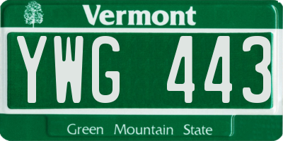 VT license plate YWG443