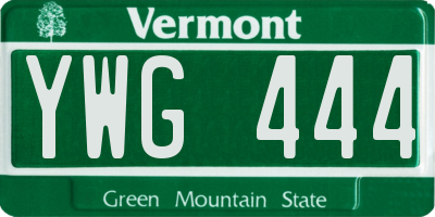 VT license plate YWG444