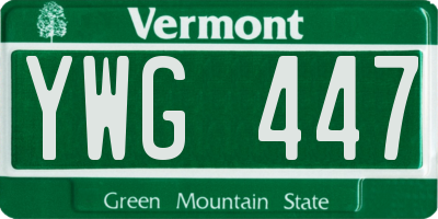 VT license plate YWG447