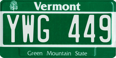 VT license plate YWG449