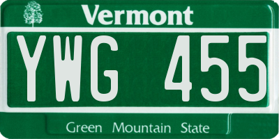 VT license plate YWG455