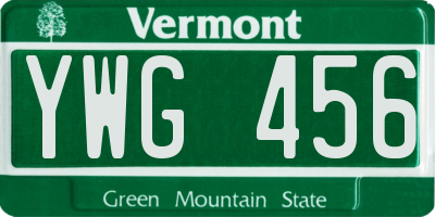 VT license plate YWG456