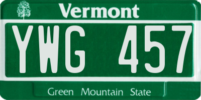 VT license plate YWG457