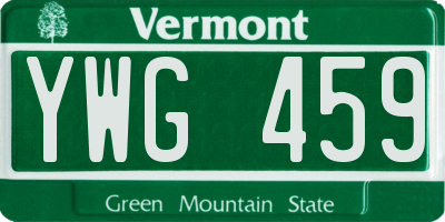 VT license plate YWG459