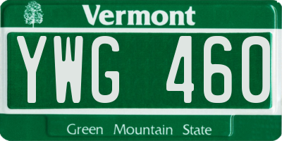 VT license plate YWG460