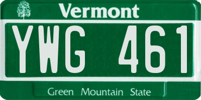 VT license plate YWG461