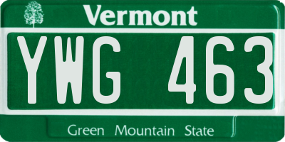 VT license plate YWG463