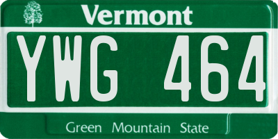 VT license plate YWG464