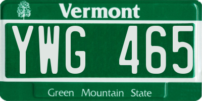 VT license plate YWG465