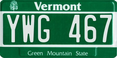 VT license plate YWG467