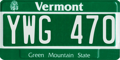 VT license plate YWG470