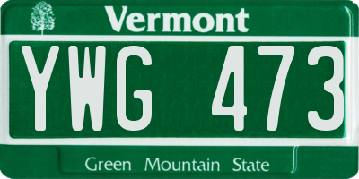 VT license plate YWG473