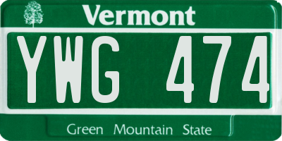 VT license plate YWG474