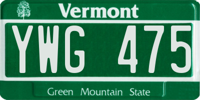 VT license plate YWG475