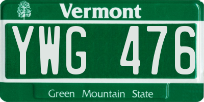 VT license plate YWG476