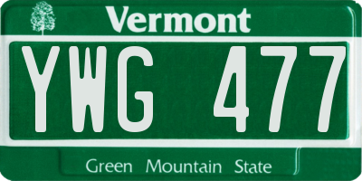 VT license plate YWG477