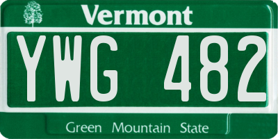 VT license plate YWG482