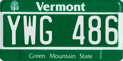 VT license plate YWG486
