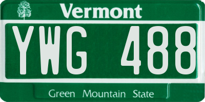 VT license plate YWG488