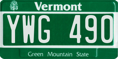 VT license plate YWG490
