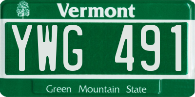 VT license plate YWG491