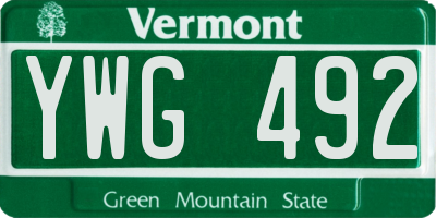 VT license plate YWG492