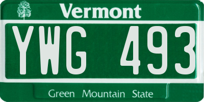 VT license plate YWG493