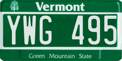 VT license plate YWG495