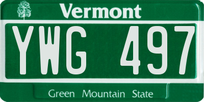 VT license plate YWG497