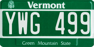 VT license plate YWG499