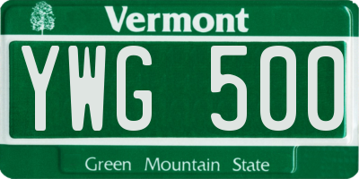 VT license plate YWG500